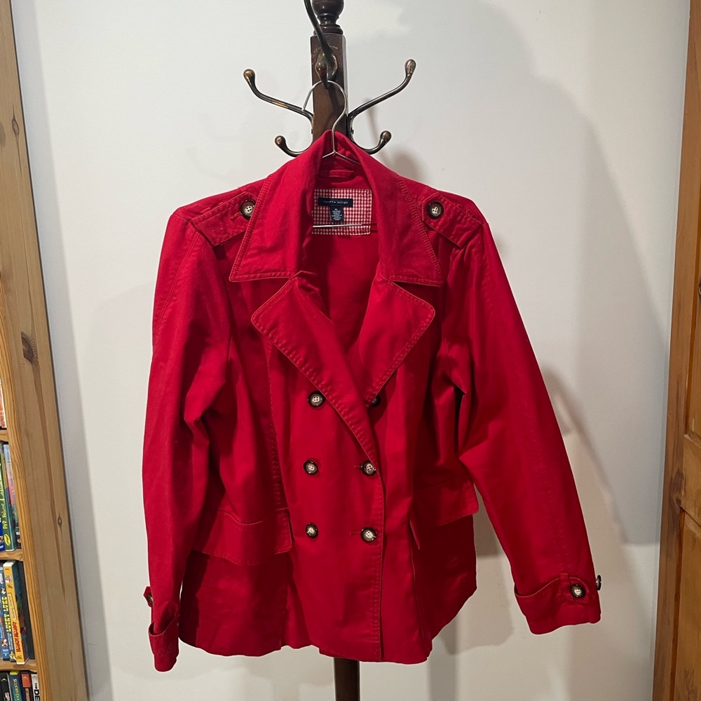 Tommy Hilfiger Red Double-Breasted short trench